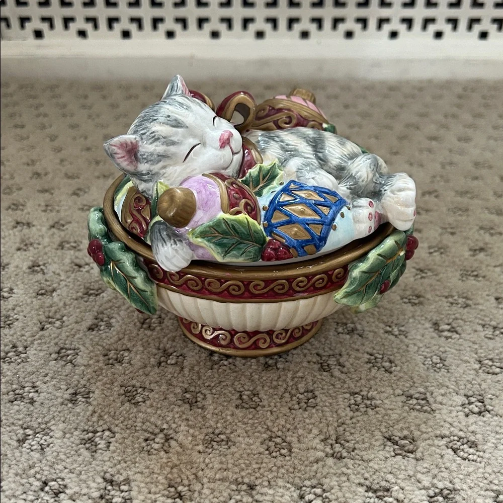 Fitz & Floyd Essentials Vintage Cat/Ornament Candy Dish